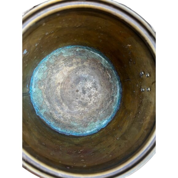 Brass Bucket Pot Planter Handmade Cast Iron Handle - Picture 12 of 13